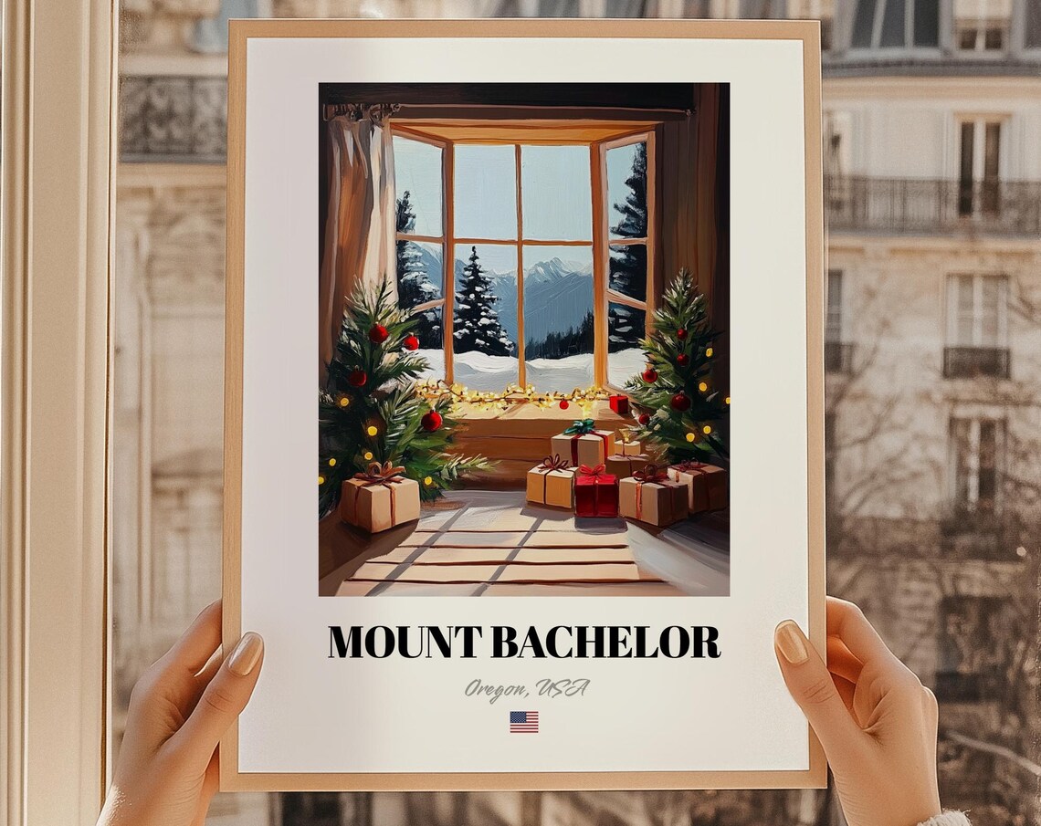Mount Bachelor Oregon Usa Ski Resort Wall Decor Print Poster Christmas Gift