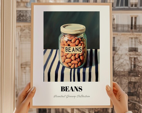 Beans Grocery Poster Pantry Wall Decor Print Chef Gift Restaurant Kitchen Art