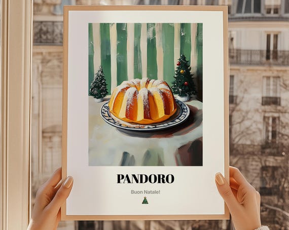 Pandoro Italian Christmas Cake Sweet Holiday Dessert Art Poster