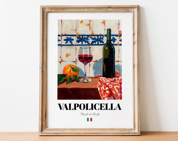 Valpolicella Red Wine Still Life Italian Tile Kitchen Art Poster