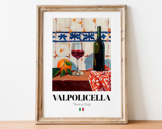 Vintage Valpolicella Bottle Print Poster Italian Red Wine Art For Homes