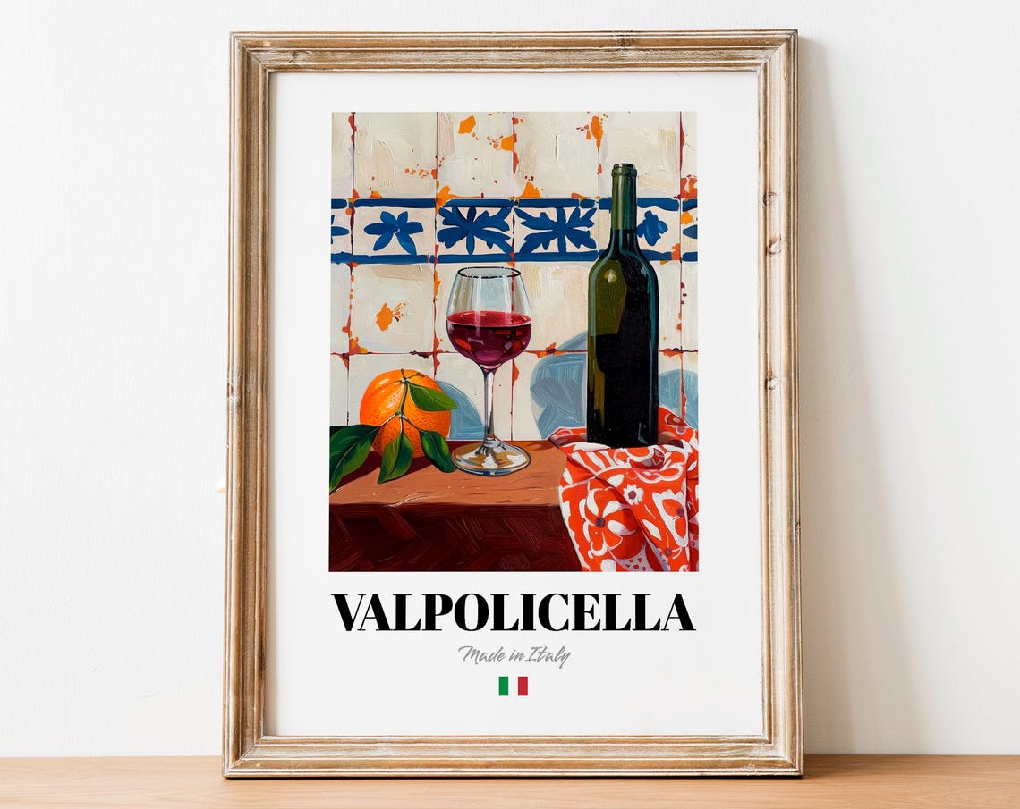 Vintage Valpolicella Bottle Print Poster Italian Red Wine Art For Homes