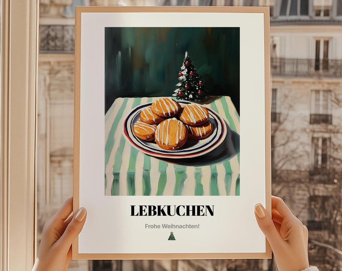 Lebkuchen German Gingerbread Cookies Oil Painting Holiday Food Poster