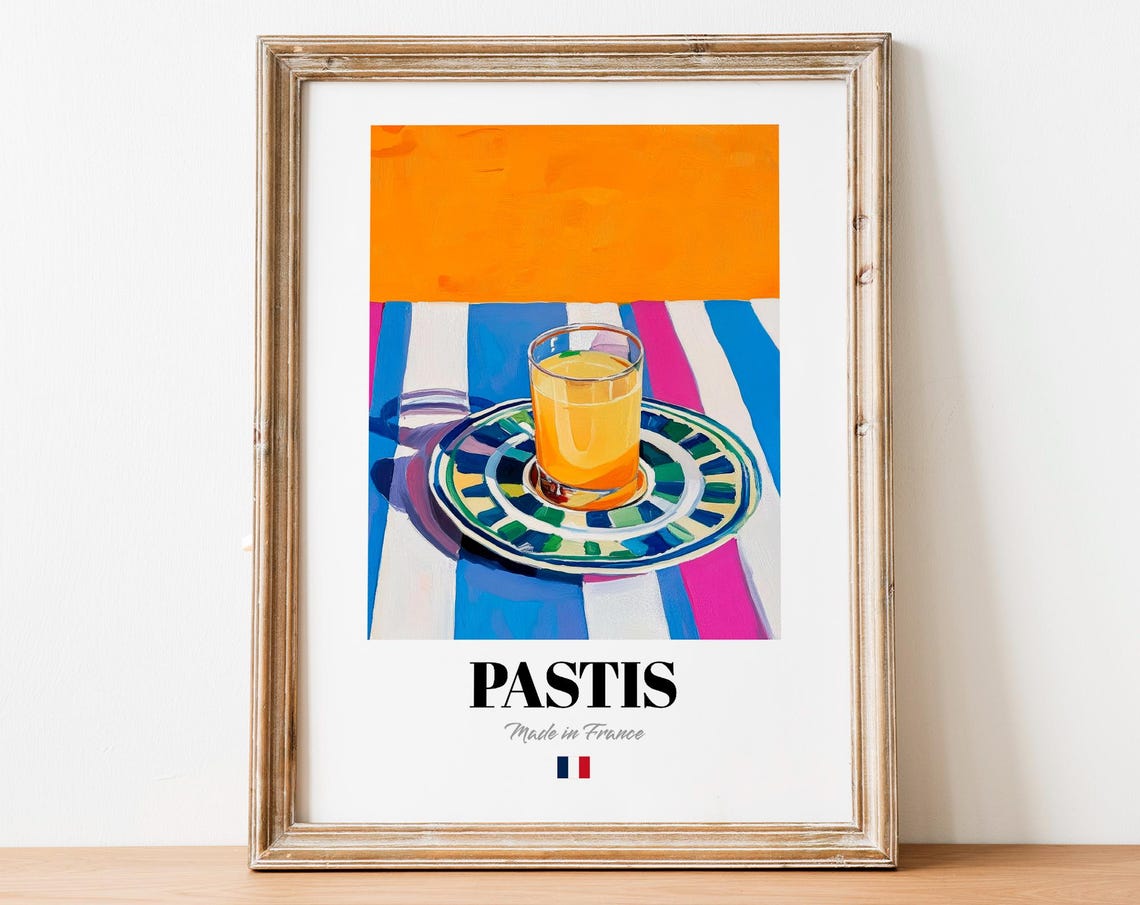 Pastis Made in France Aperitif Glass Colorful French Kitchen Poster