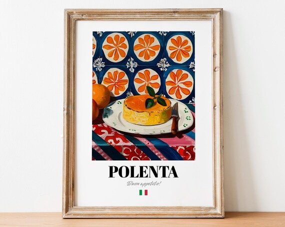 Italian Polenta Rustic Food Poster Colorful Tiles Kitchen Wall Decor