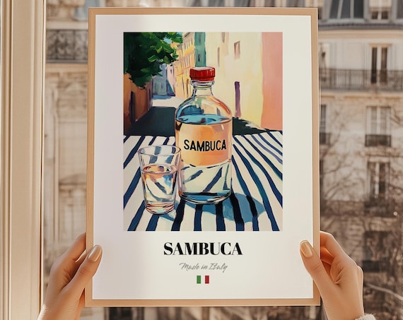 Sambuca Italian Spirit Poster Bar Dcor Wall Art Friend Gift Kitchen