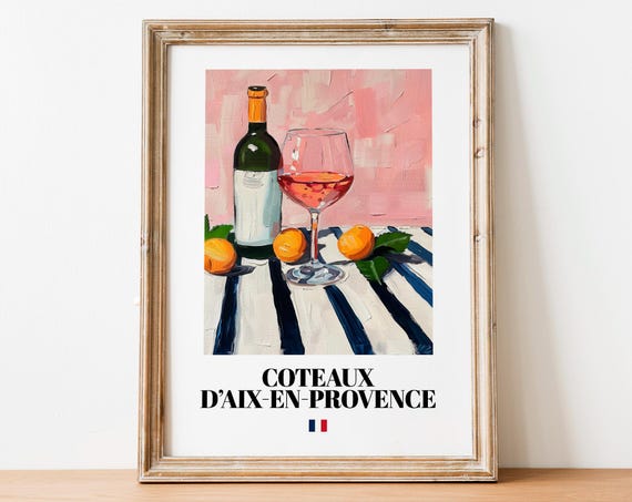 Coteaux d'Aix-en-Provence French Rose Wine Still Life Art Poster