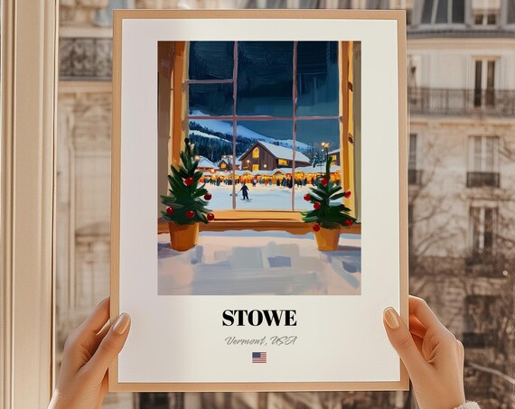 Stowe Vermont Usa Christmas Town Wall Art Print Poster Gift