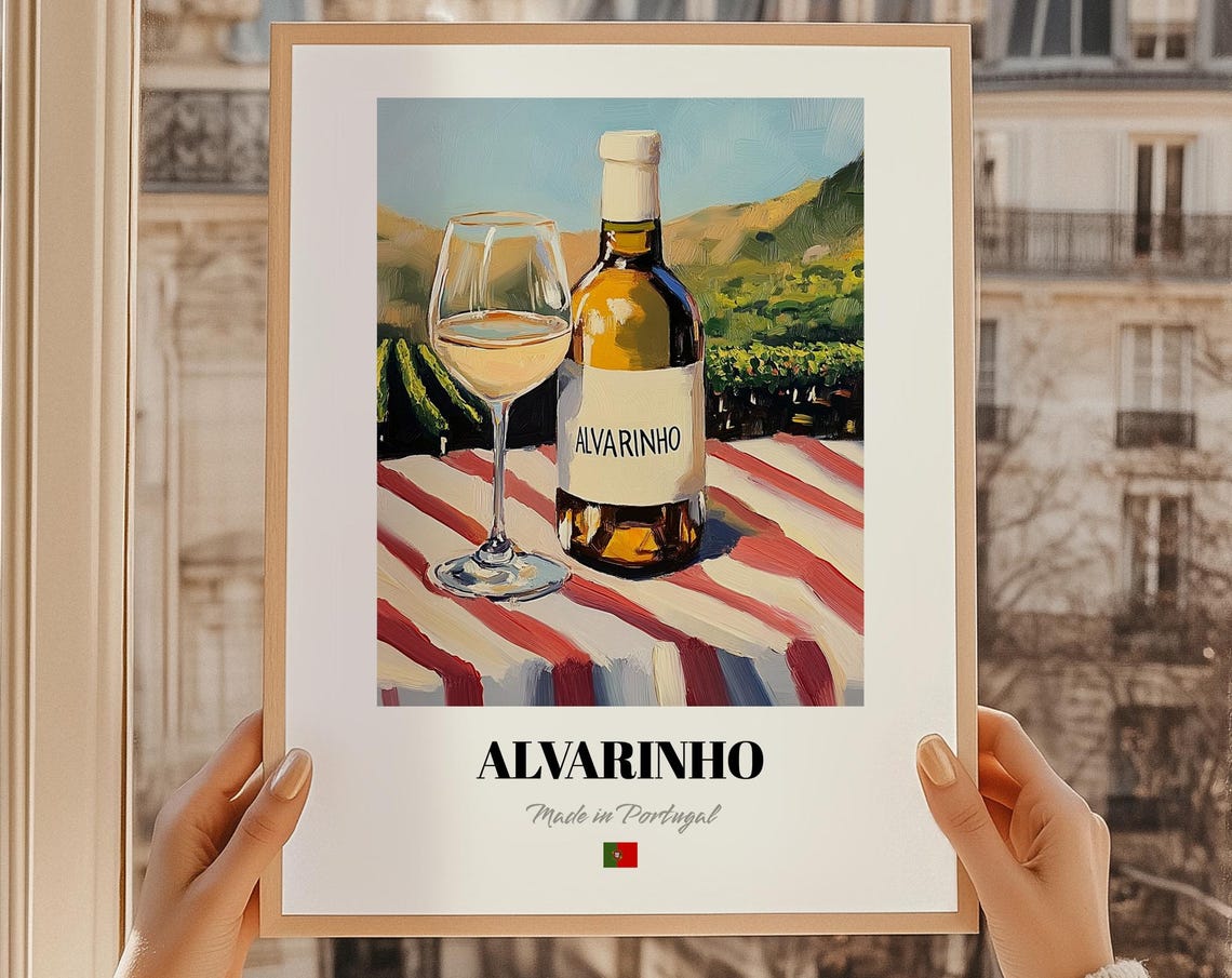 Alvarinho Portuguese White Wine Glass Vineyard Classic Poster