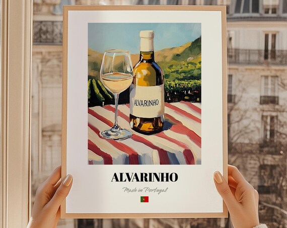 Alvarinho Portuguese Wine Poster Portugal Bar Dcor Wall Art Friend Kitchen Print
