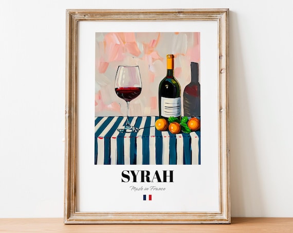 French Syrah Art Print Poster Rhne Valley Wine Artwork For Bars And Restaurants