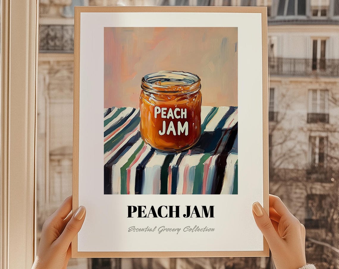 Peach Jam Jar Painting Essential Grocery Collection Kitchen Poster