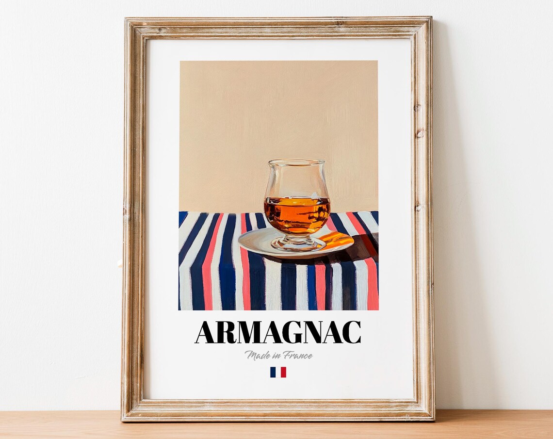 Retro Armagnac Bottle Print Poster Boho Spirit Art For Homes And Bars