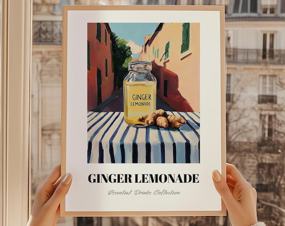 Ginger Lemonade Poster Print, Kitchen Wall Decor