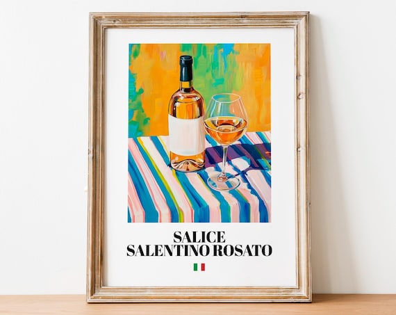 Italian Salice Rosato Print Poster Puglia Wine Art For Culinary Spaces