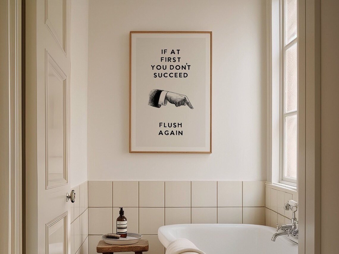 Toilet Flush Bathroom Humor Poster, Guest Bath Sign