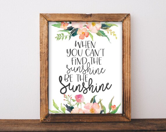 Be The Sunshine Quote Poster With Soft Peach Watercolor Florals