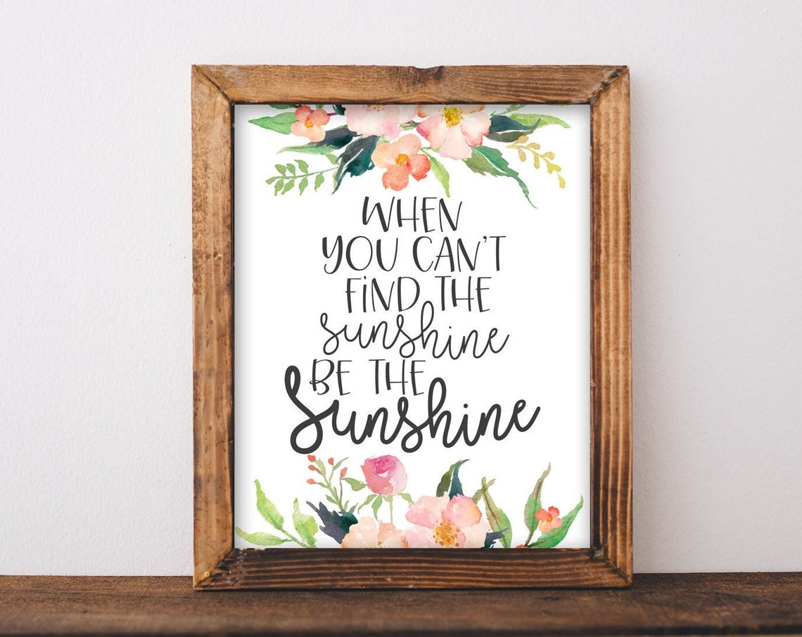 Be The Sunshine Quote Poster With Soft Peach Watercolor Florals