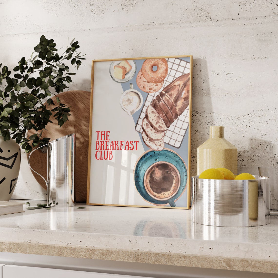The Breakfast Club Retro Red Watercolor Morning Coffee Poster - Image 4