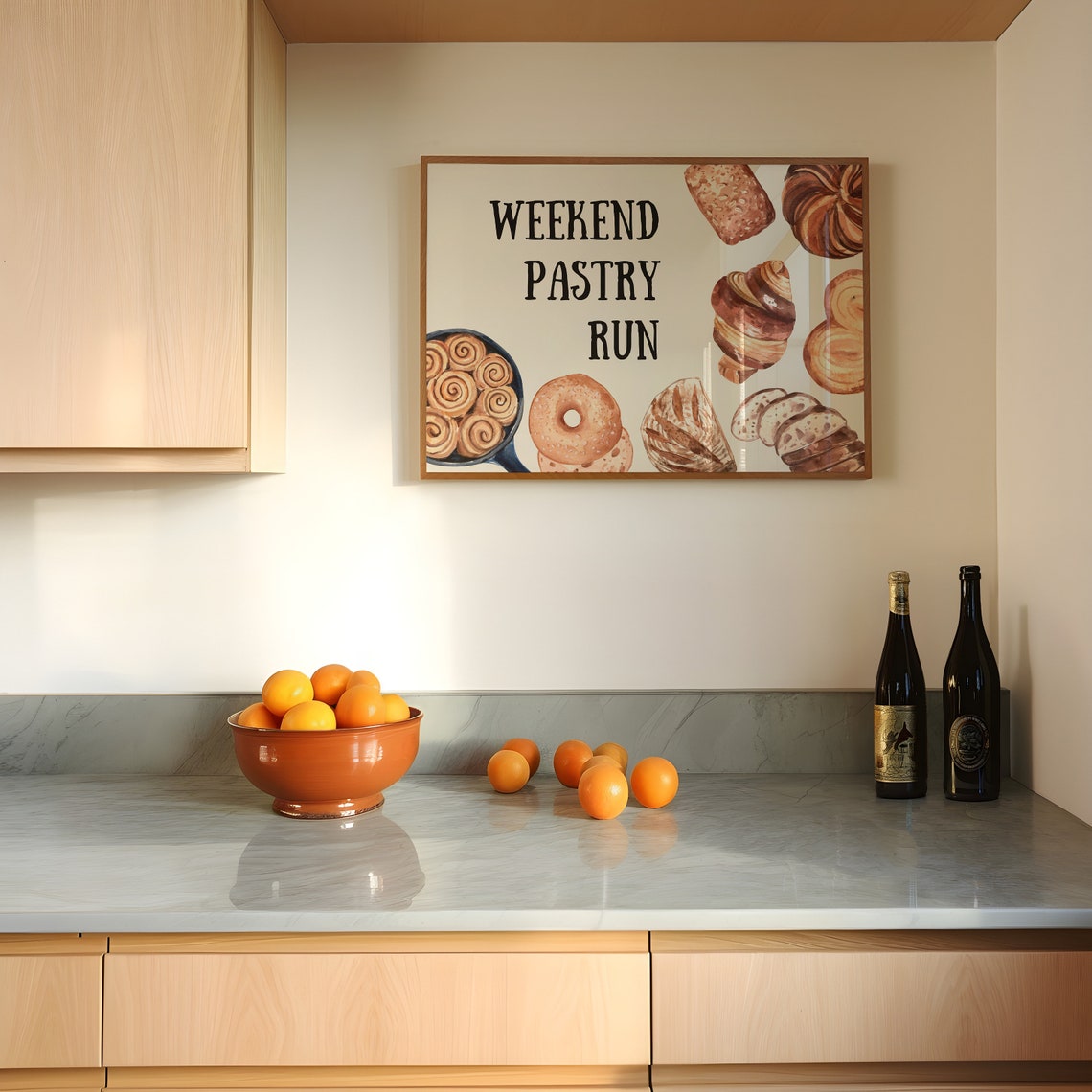 Weekend Pastry Run Watercolor Croissant Bakery Kitchen Poster - Image 5