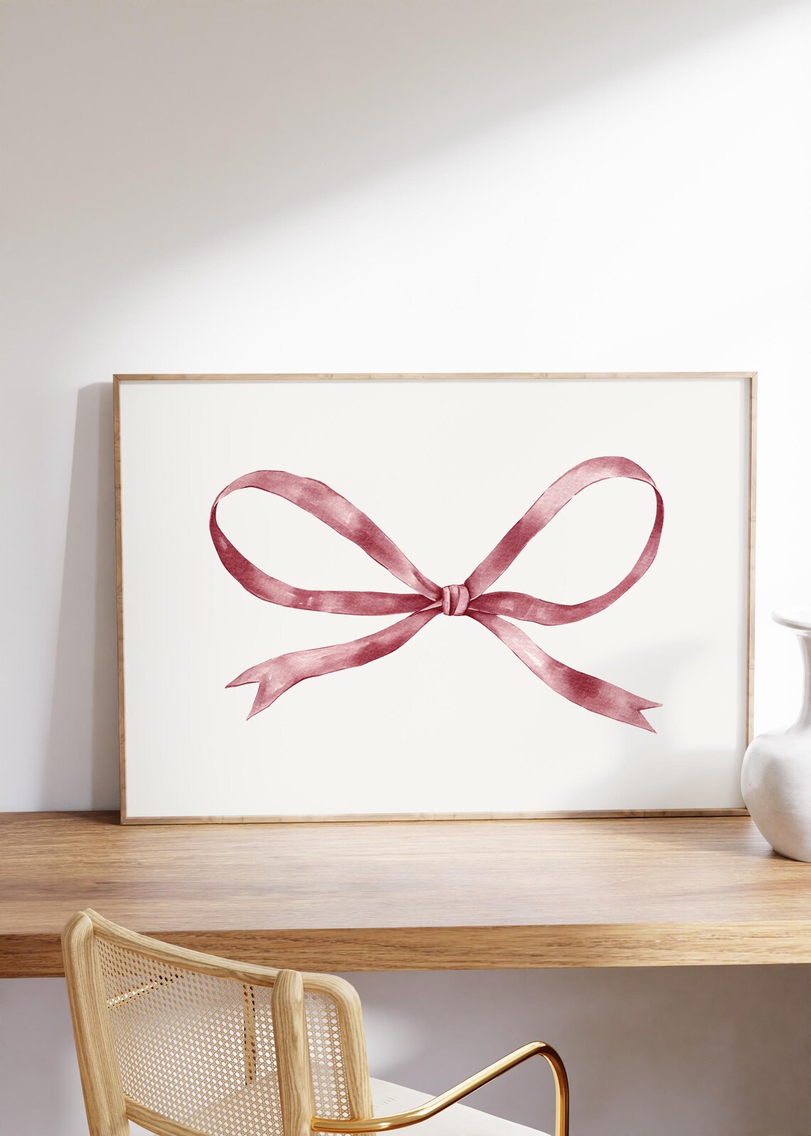 Bow Nursery Art Print, Preppy Girly Watercolor - Image 2