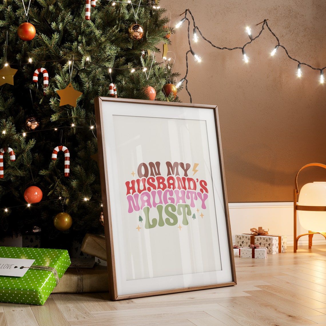 On My Husbands Naughty List Funny Christmas Quotes Sarcastic Christmas Humorous Christmas Art Print Adult Humor Christmas Art - Image 3