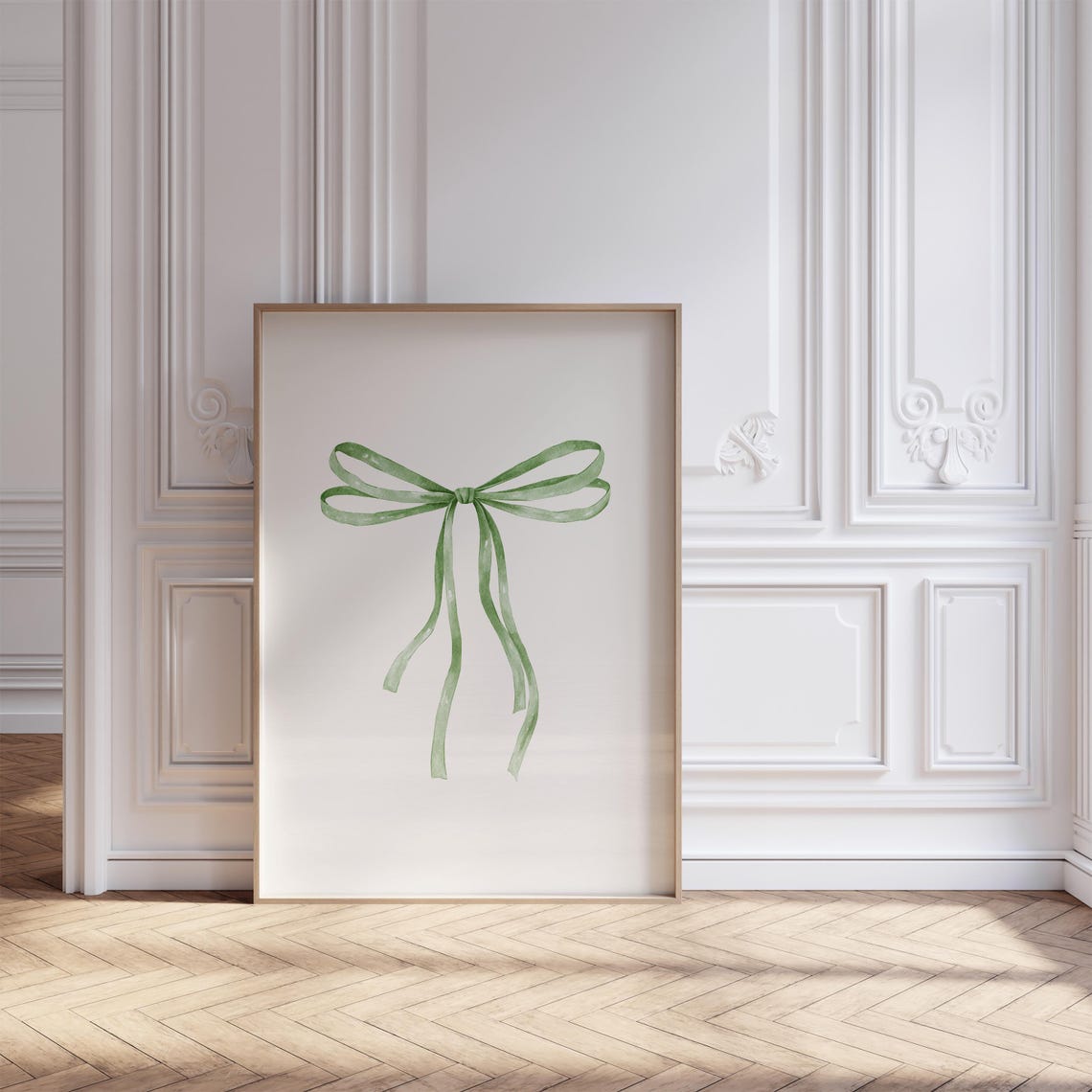 Sage Green Ribbon Watercolor Bow Balletcore Room Decor Poster - Image 3