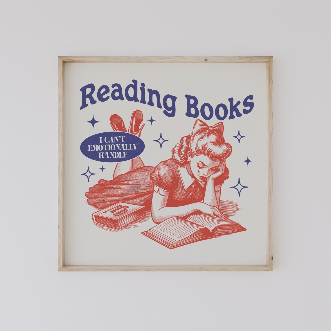 Reading Books I Cant Emotionally Handle Retro Art Print - Image 2