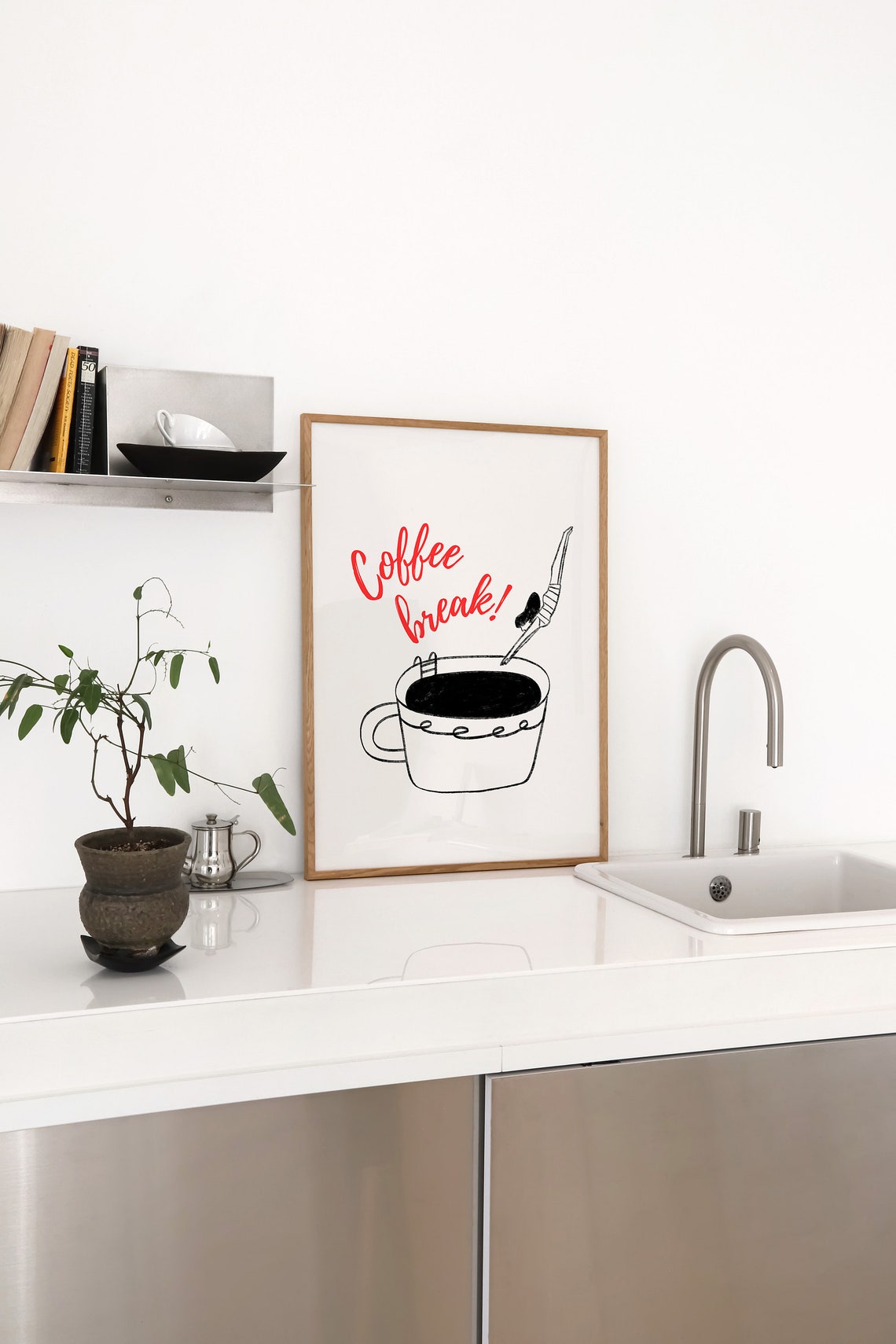 Coffee Break Funny Diver Diving into a Giant Coffee Cup Poster - Image 5