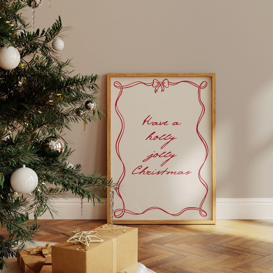 Have A Holly Jolly Christmas Coquette Christmas Minimalist Christmas Printables Classic Xmas Decor Cozy Winter Prints - Image 3