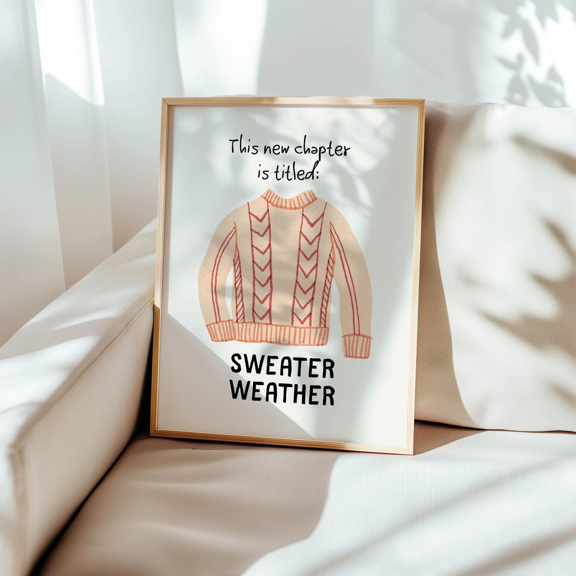 Sweater Weather This New Chapter Cozy Cable Knit Quote Poster - Image 4
