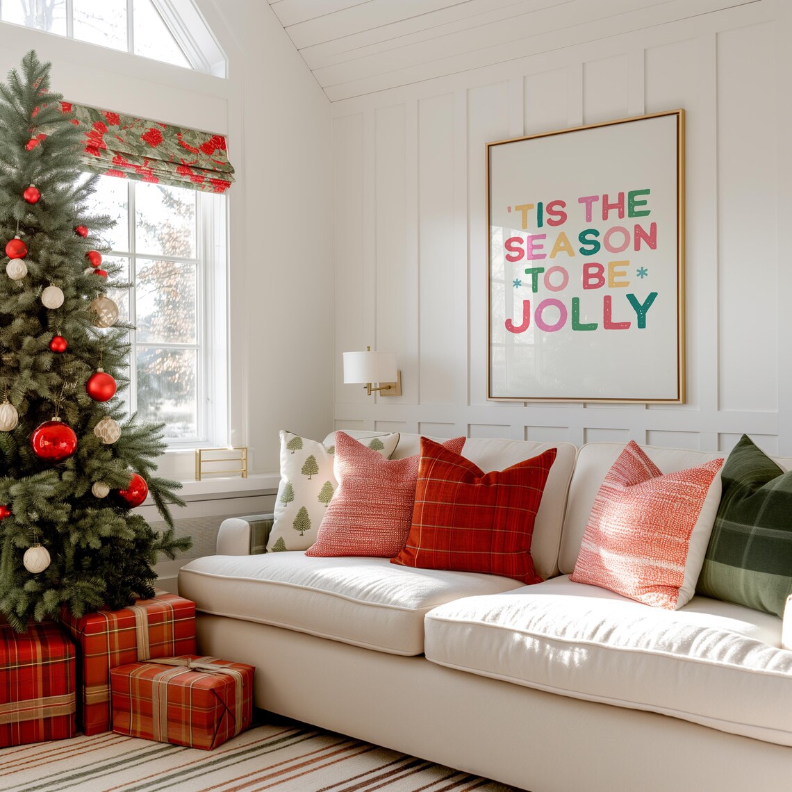 Tis The Season To Be Jolly Retro Colorful Christmas Quote Poster - Image 5