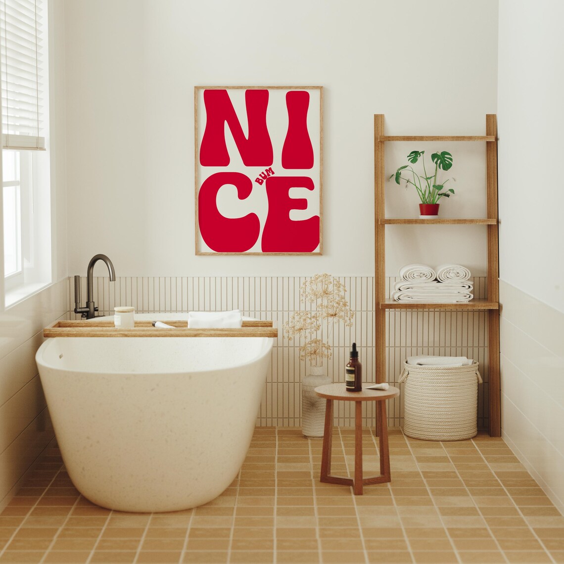 Nice Bum Funny Typography Bathroom Art Print - Image 2