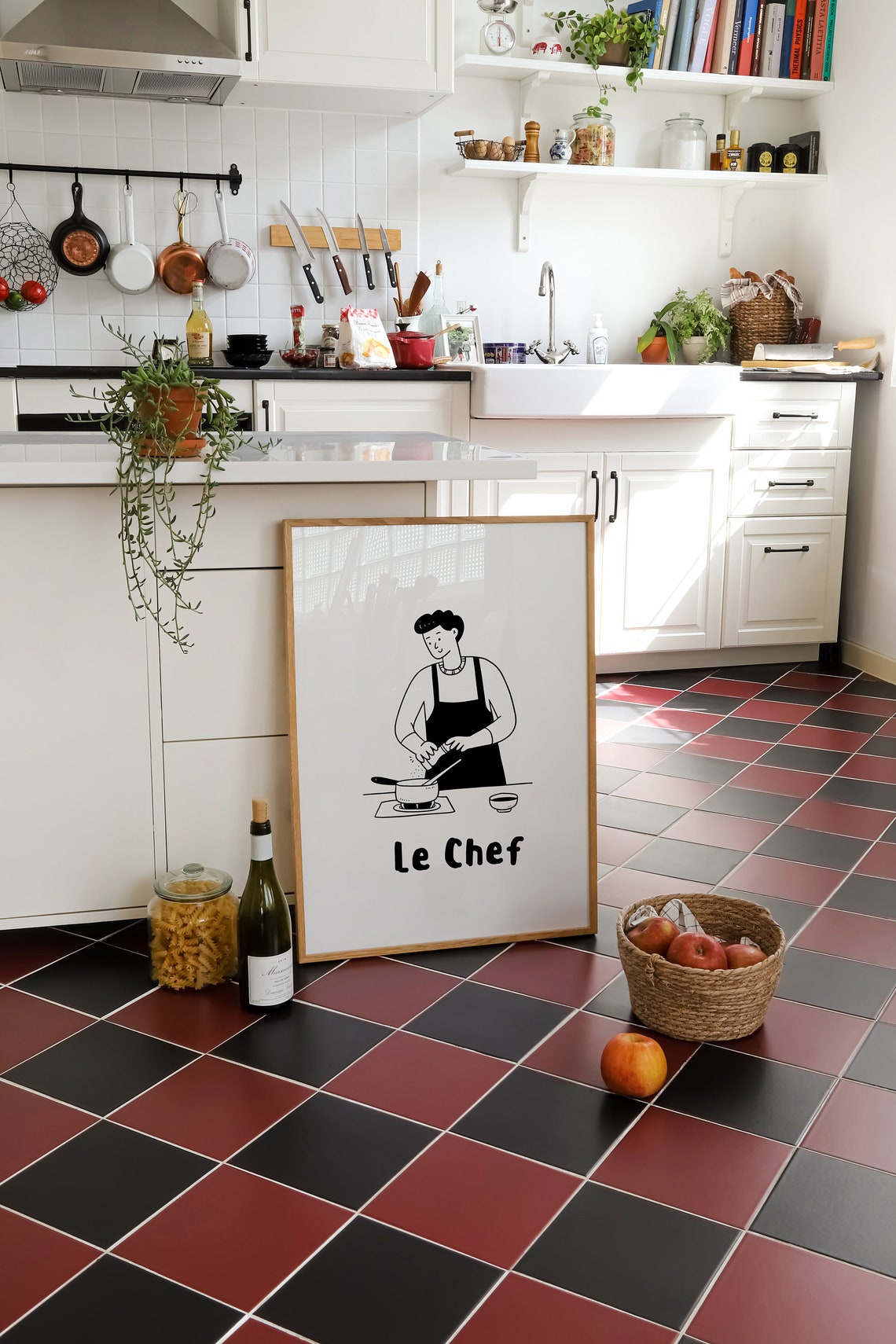Le Chef Minimalist French Chef Whisking Soup Kitchen Art Poster - Image 5