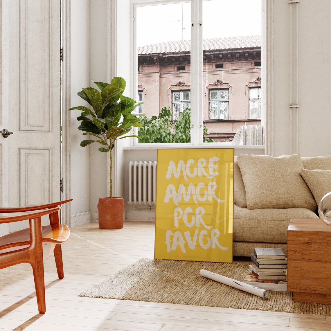 More Amor Por Favor Yellow Sunshine Typography Love Quote Poster - Image 3
