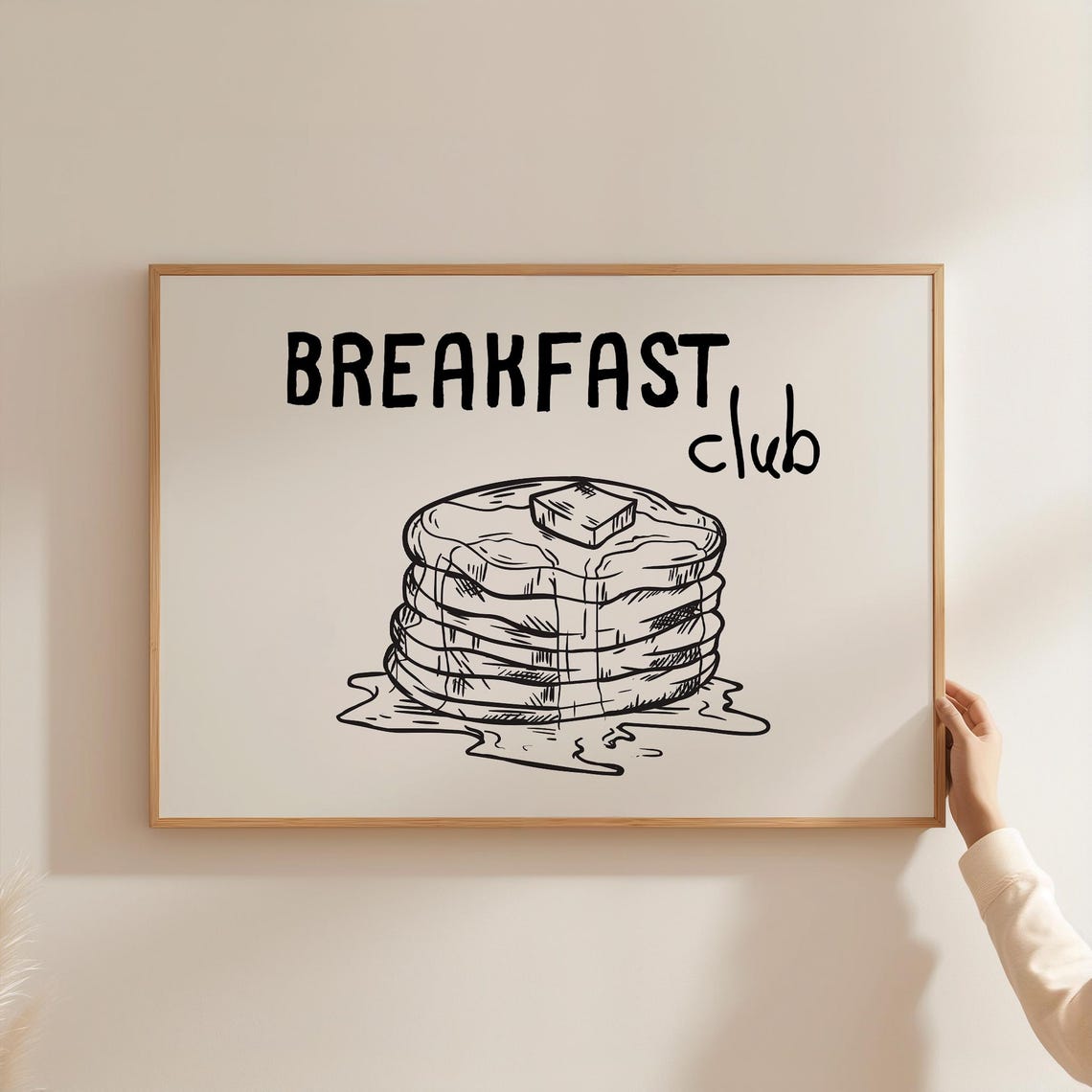 Breakfast Club Buttery Pancake Stack Kitchen Line Art Poster
