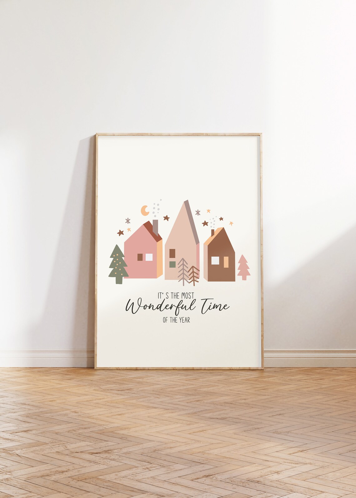 Most Wonderful Time Of The Year Boho Village Holiday Quote Poster - Image 2