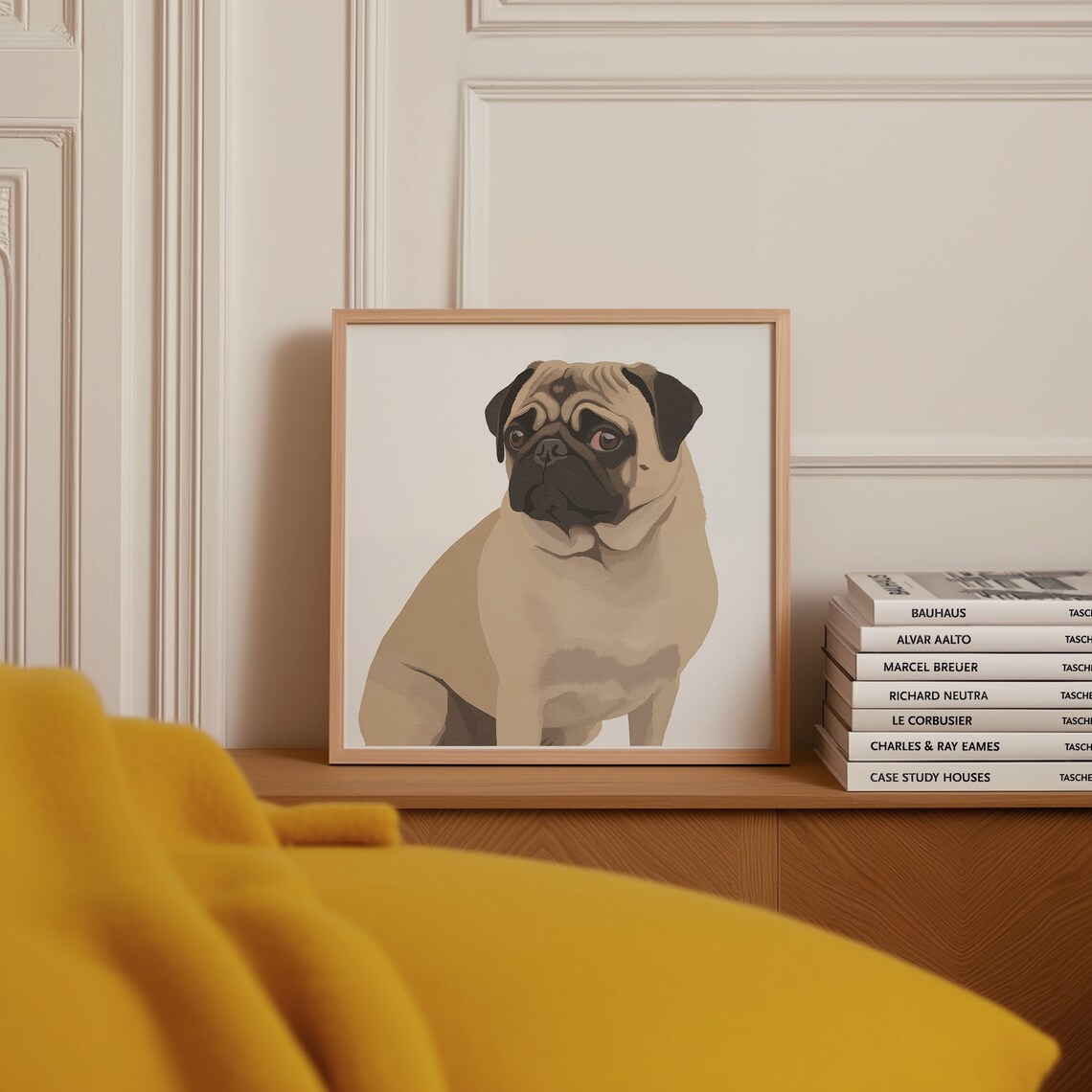 Cute Fawn Pug Dog Print Pug Gift Dog Wall Art Dog Lover Gifts Trendy Wall Art Square Print Instant Pet Portrait Art - Image 4