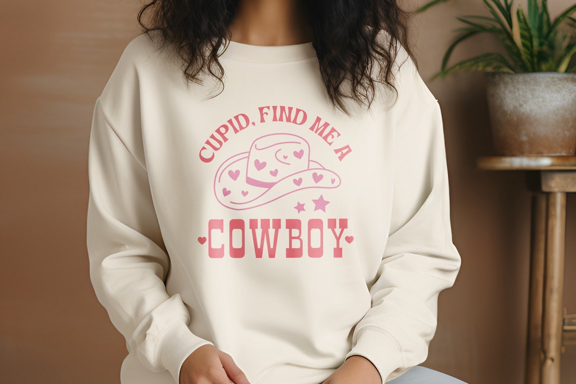 Cupid Find Me a Cowboy Hat Heart Western Valentine Art Poster - Image 2