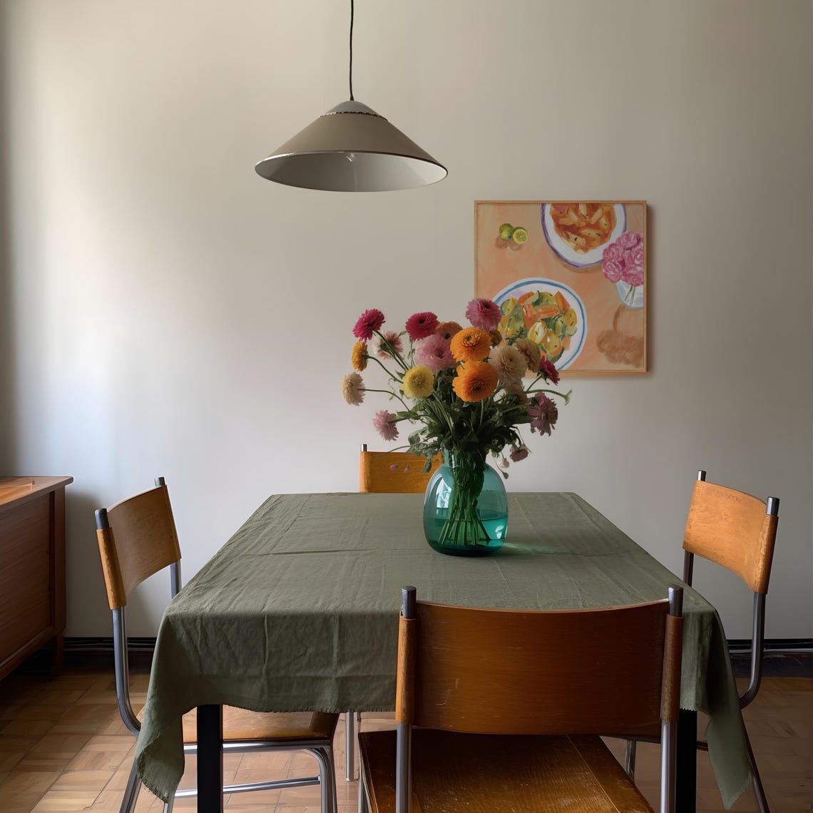 Colorful Maximalist Kitchen Pasta Table Still Life Painting Art Print - Image 3