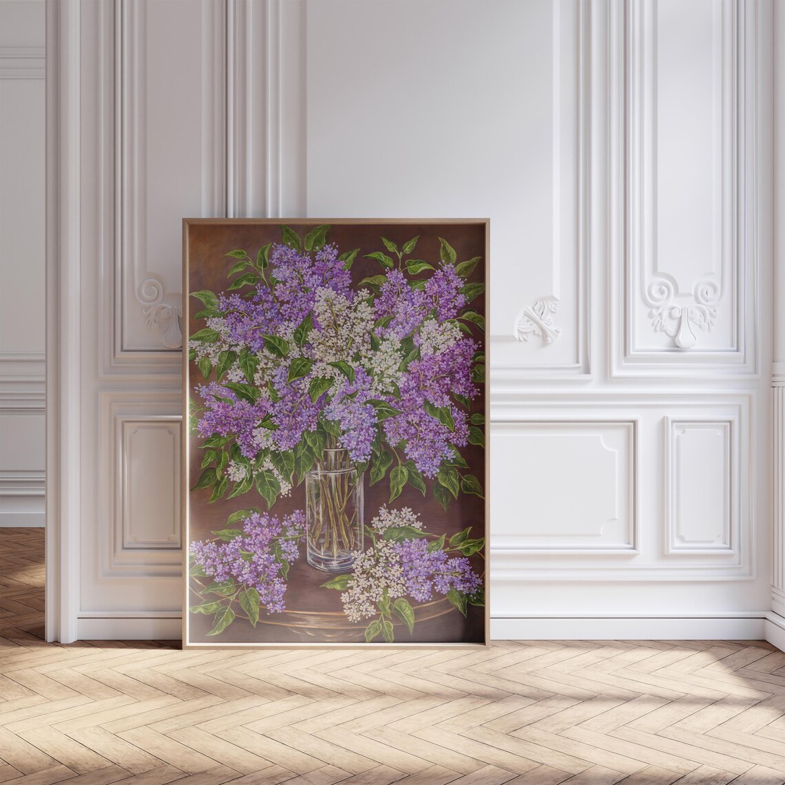 Lilac Bouquet Still Life Painting Floral Vase Classic Wall Art - Image 2