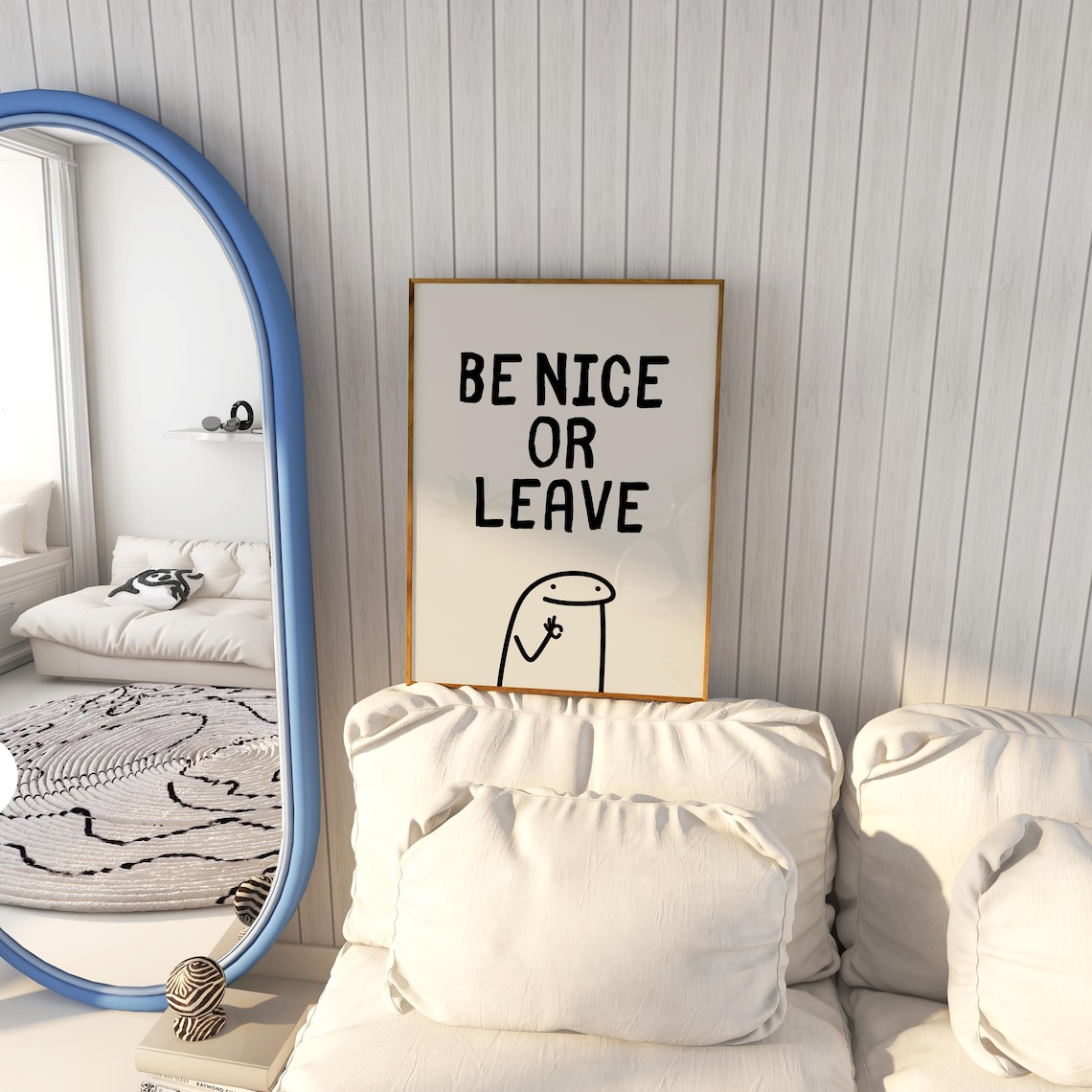 Be Nice Or Leave Funny Quote Dorm Room Art Print - Image 5
