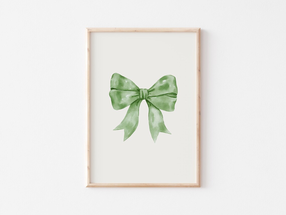 Green Bow Print, Preppy Coquette Wall Art - Image 3