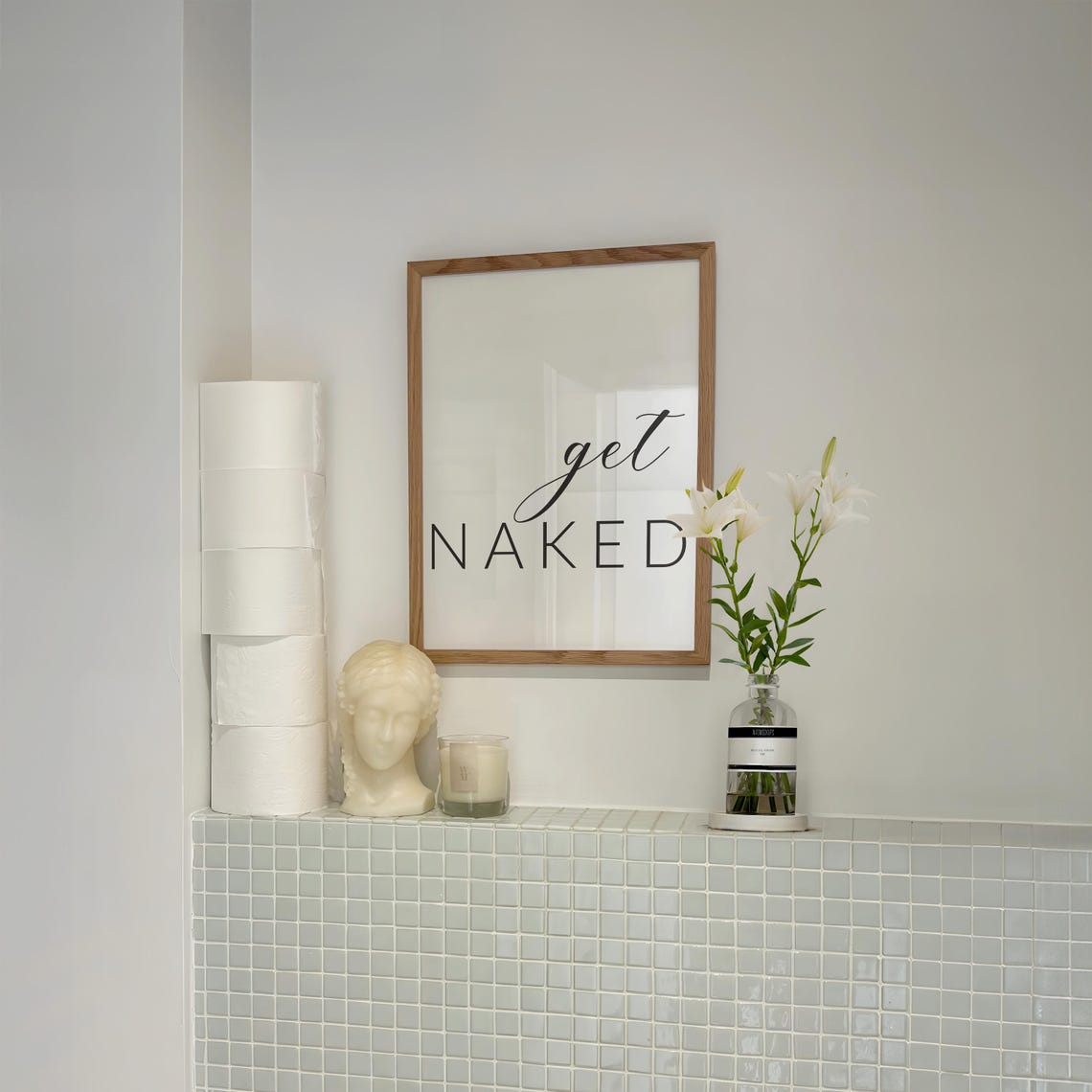 Get Naked Elegant Script Modern Minimalist Bathroom Wall Poster - Image 2
