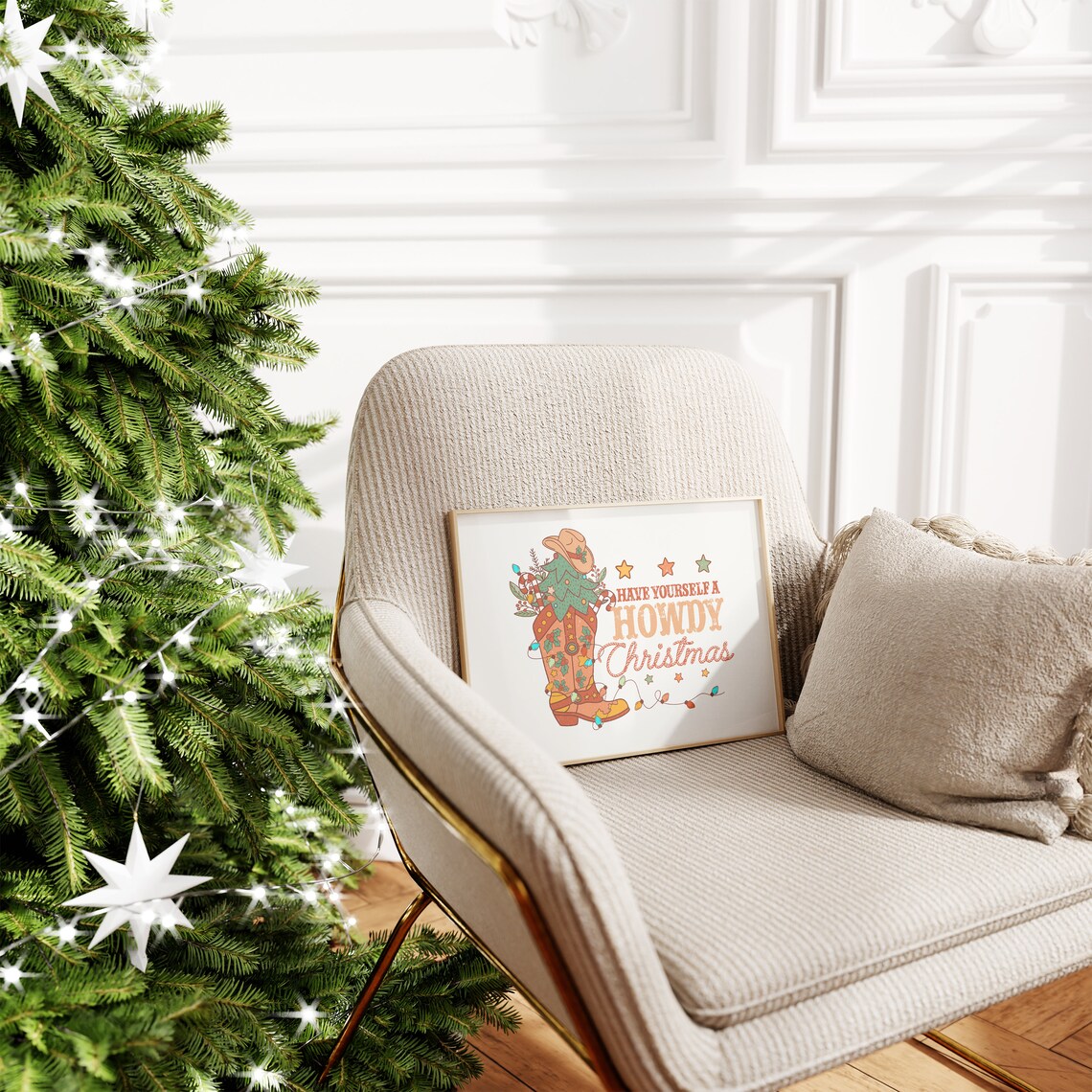Have Yourself a Howdy Christmas Boot Tree Western Holiday Poster - Image 5