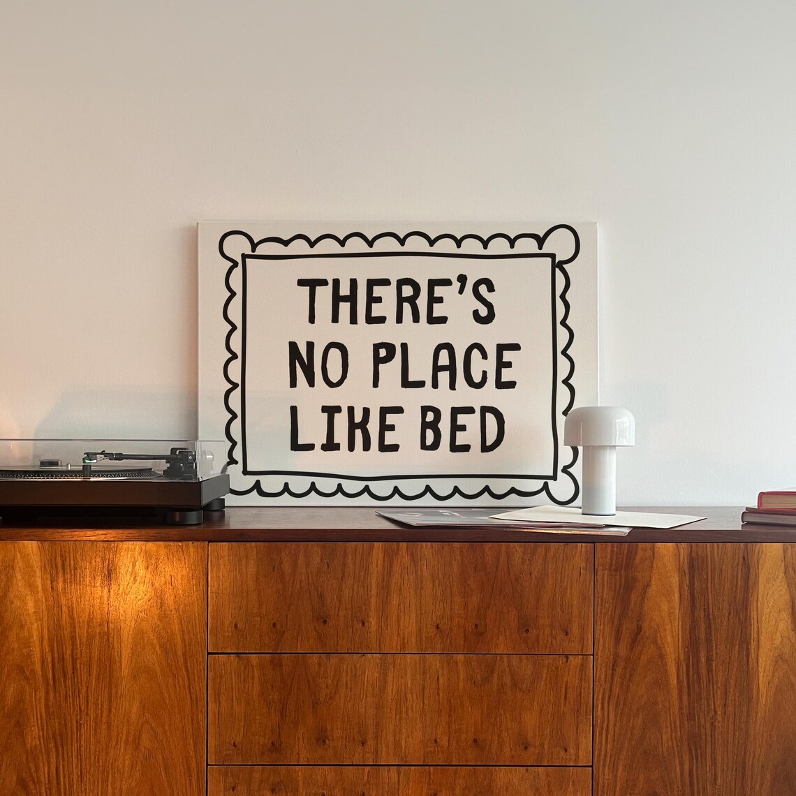 There's No Place Like Bed Retro Bedroom Art Print - Image 2