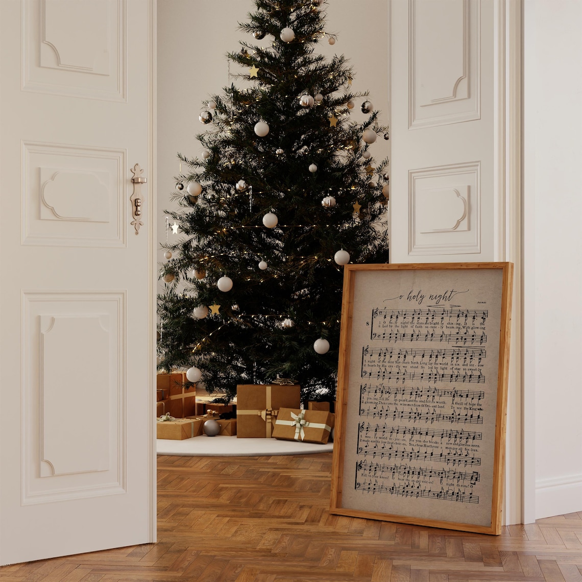 O Holy Night Vintage Christmas Carol Sheet Music Holiday Poster - Image 3