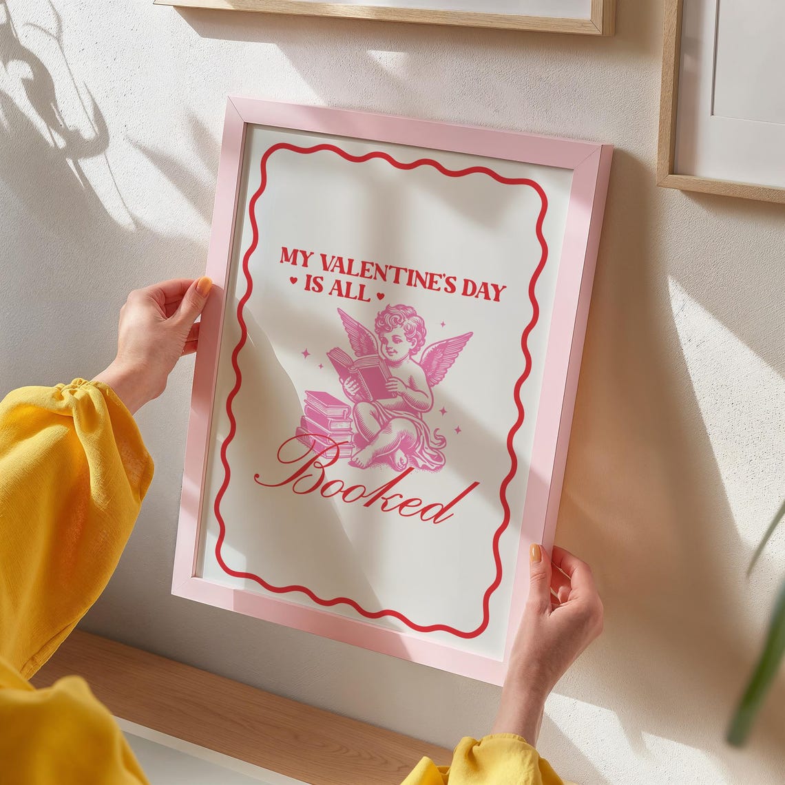 My Valentines Day Is All Booked Funny Cute Bookish Cupid Poster - Image 2