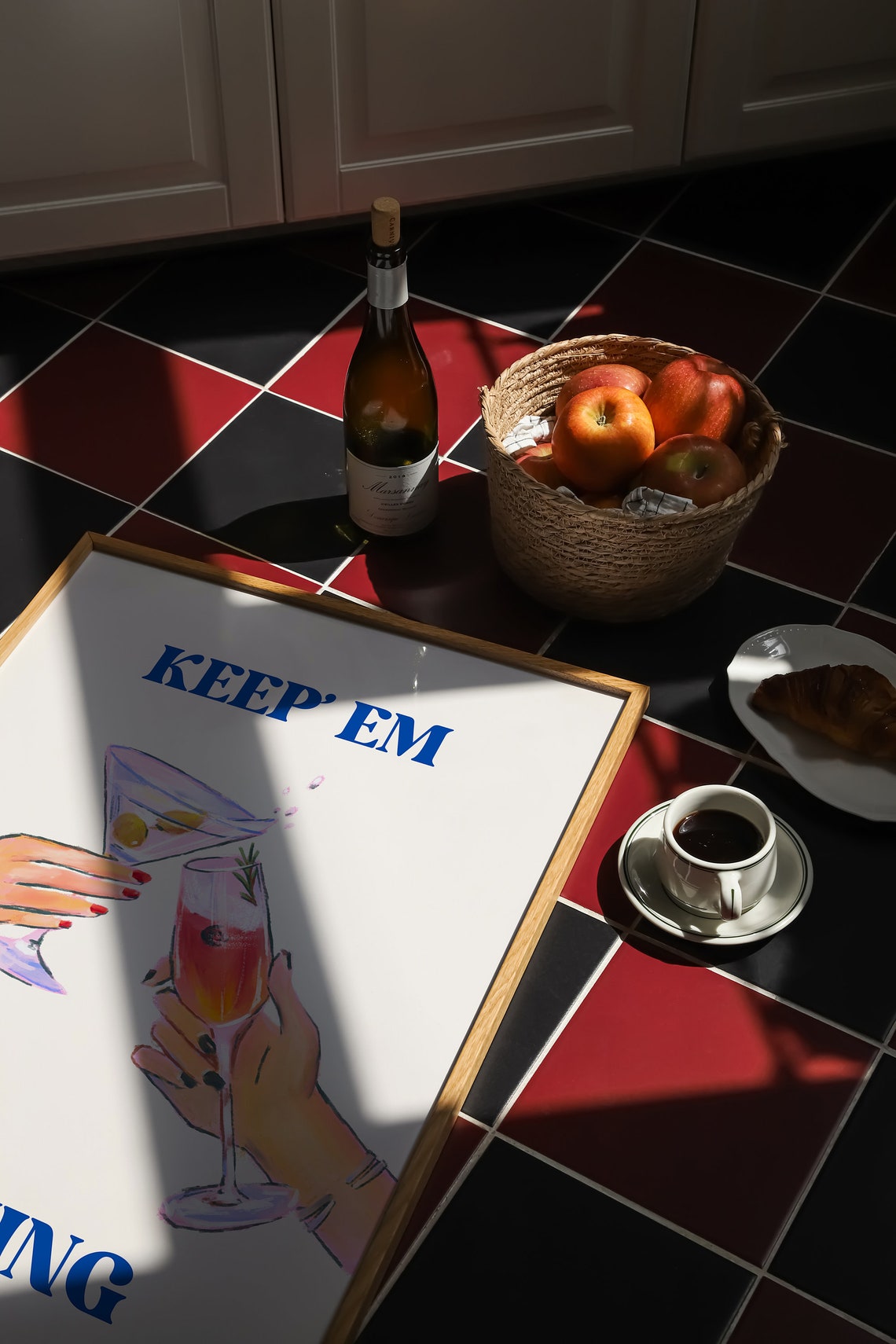 Keep Em Coming Bold Blue Lettering Cocktail Cheers Toast Poster - Image 2