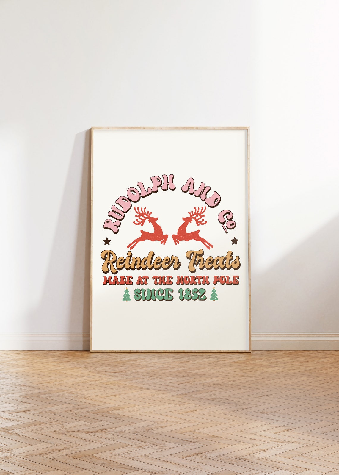 Rudolph and Co Reindeer Treats Retro Christmas Typography Poster - Image 3